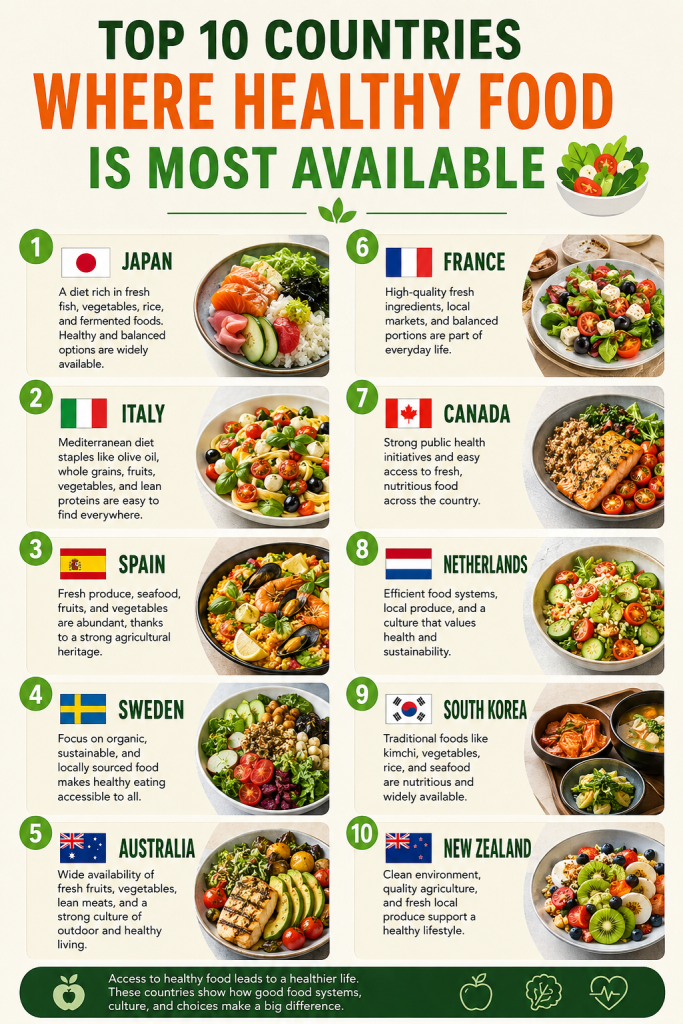 Top 10 Countries Where Healthy Food is Most Available