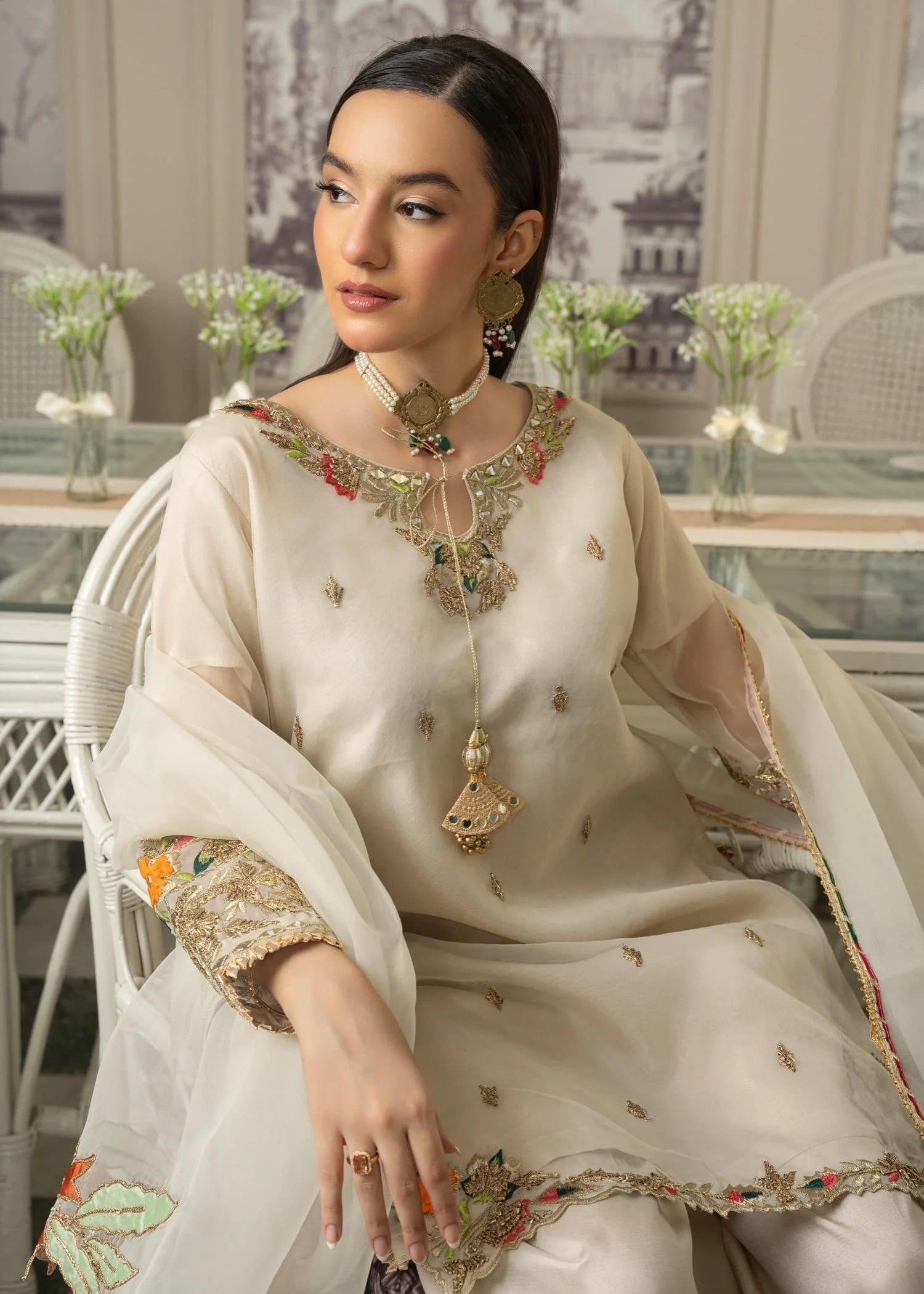 Beige Embroidered Kurta Set – Timeless Style