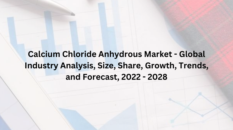 Calcium Chloride Anhydrous Market - Global Industry Analysis, Size, Share, Growth, Trends, and Forecast, 2022 - 2028