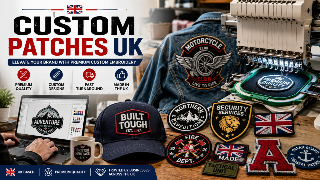 Custom embroidered patches and branding designs in the UK.
