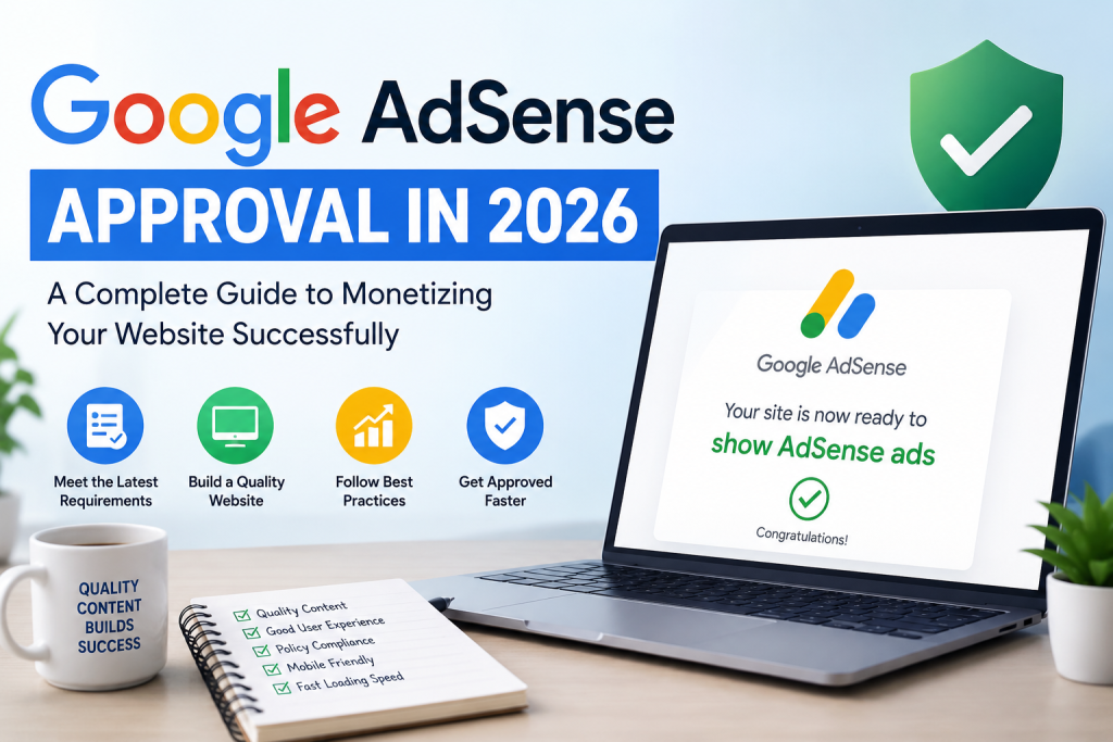 Google AdSense Approval in 2026 guide for website monetization and AdSense approval success.
