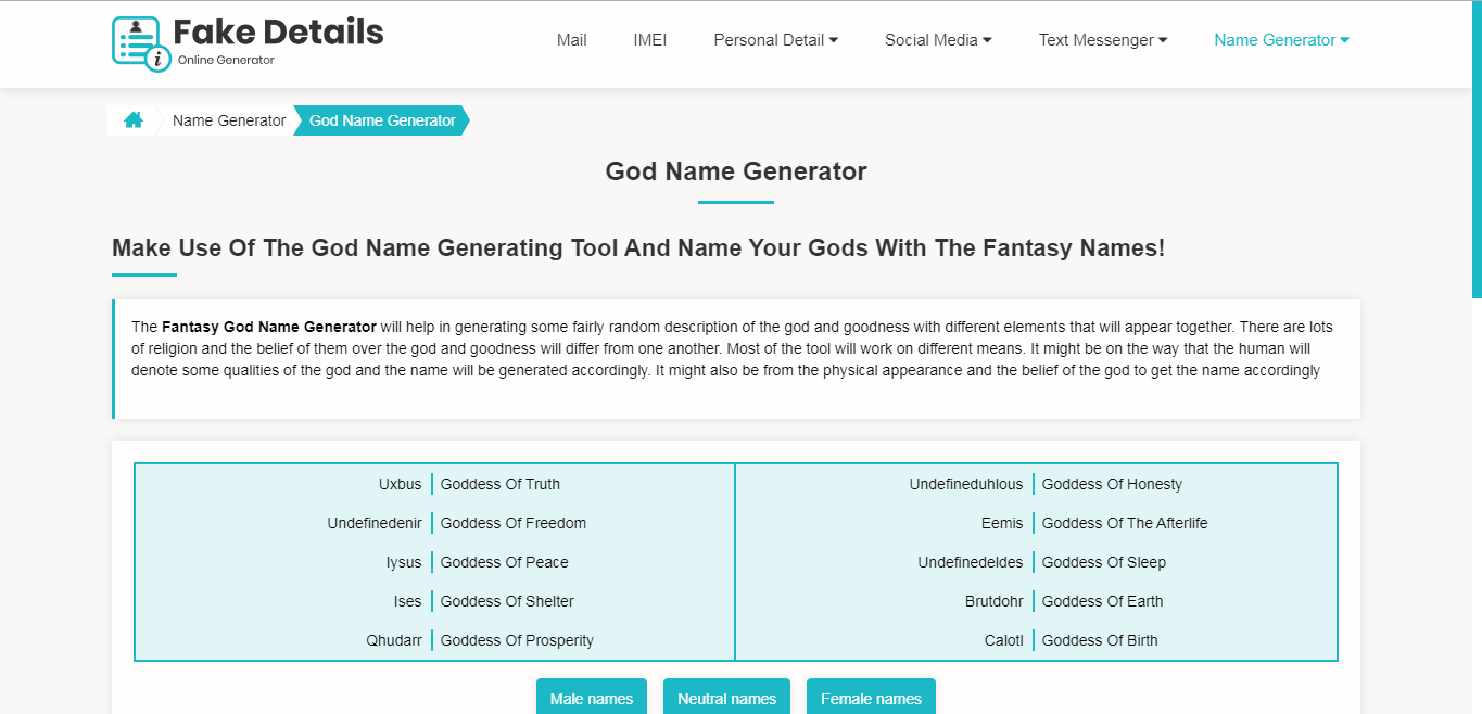 God Name Generator 