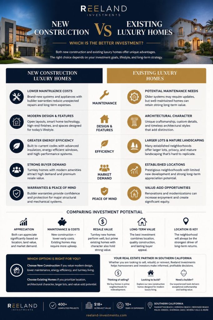New Construction vs Existing Luxury Homes Which Is the Better Investment - Reeland Investments