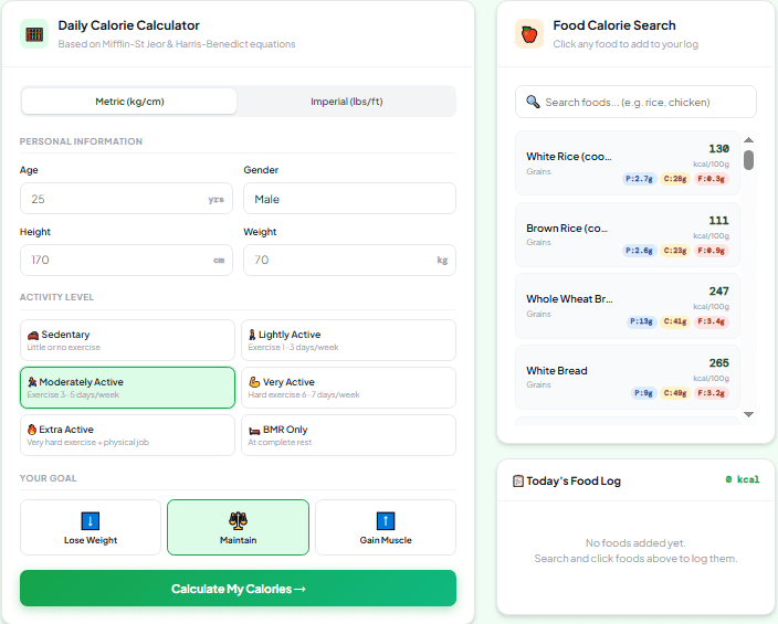 Food Calorie Calculator