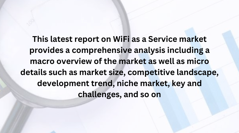 This latest report on WiFi as a Service market provides a comprehensive analysis including a macro overview of the market as well as micro details such as market size, competitive landscape, development trend, niche market, key and challenges, and so on