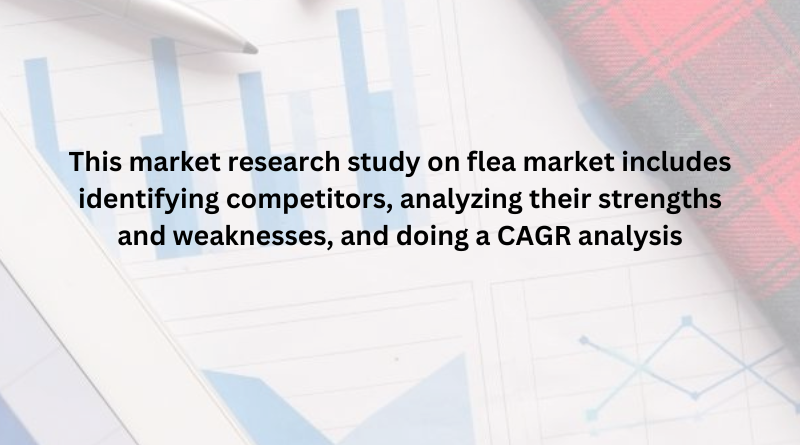 This market research study on flea market includes identifying competitors, analyzing their strengths and weaknesses, and doing a CAGR analysis