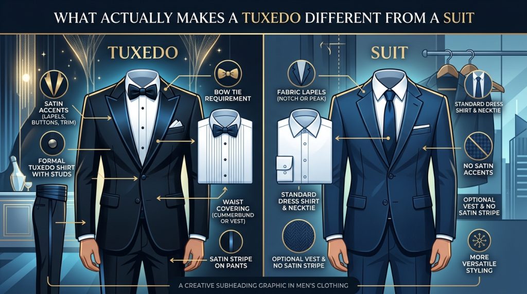 What Actually Makes a Tuxedo Different From a Suit