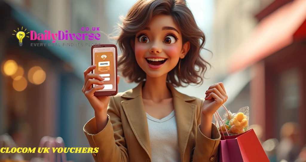 UK shopper applying Clocom voucher code at checkout.