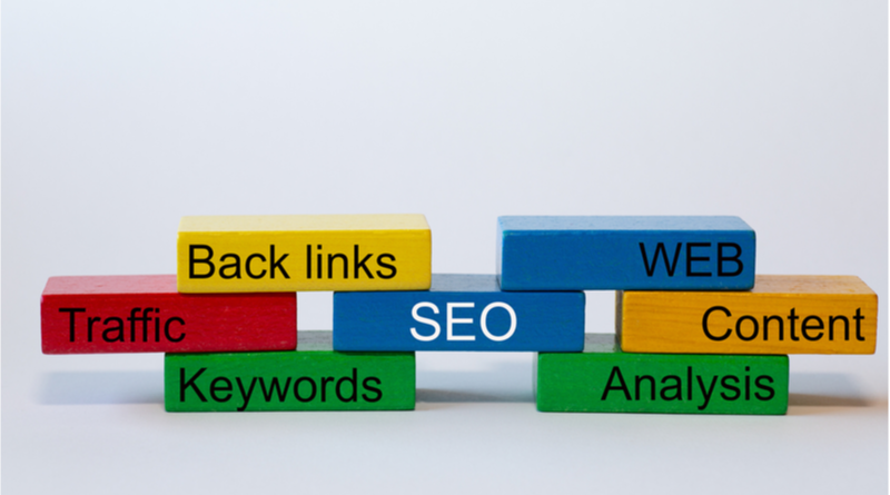 colorful block words seo web content