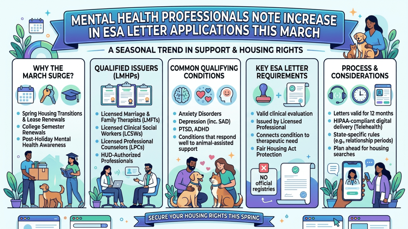 Mental Health Professionals Note Increase in ESA Letter Applications This March