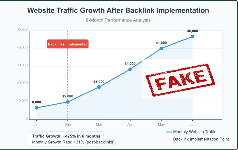 Boundlessleads.tech fake traffic result chart - Not a result of the service