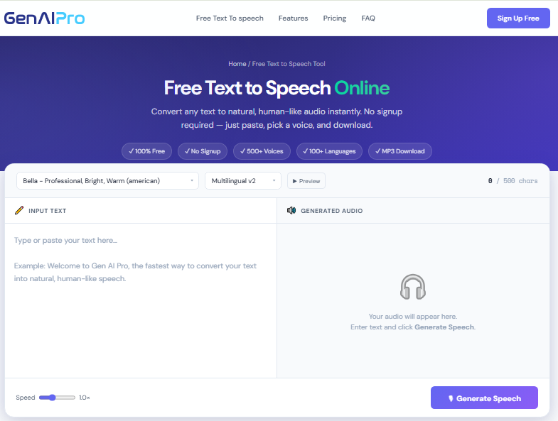 Best AI voice generators Tool Genaipro.co