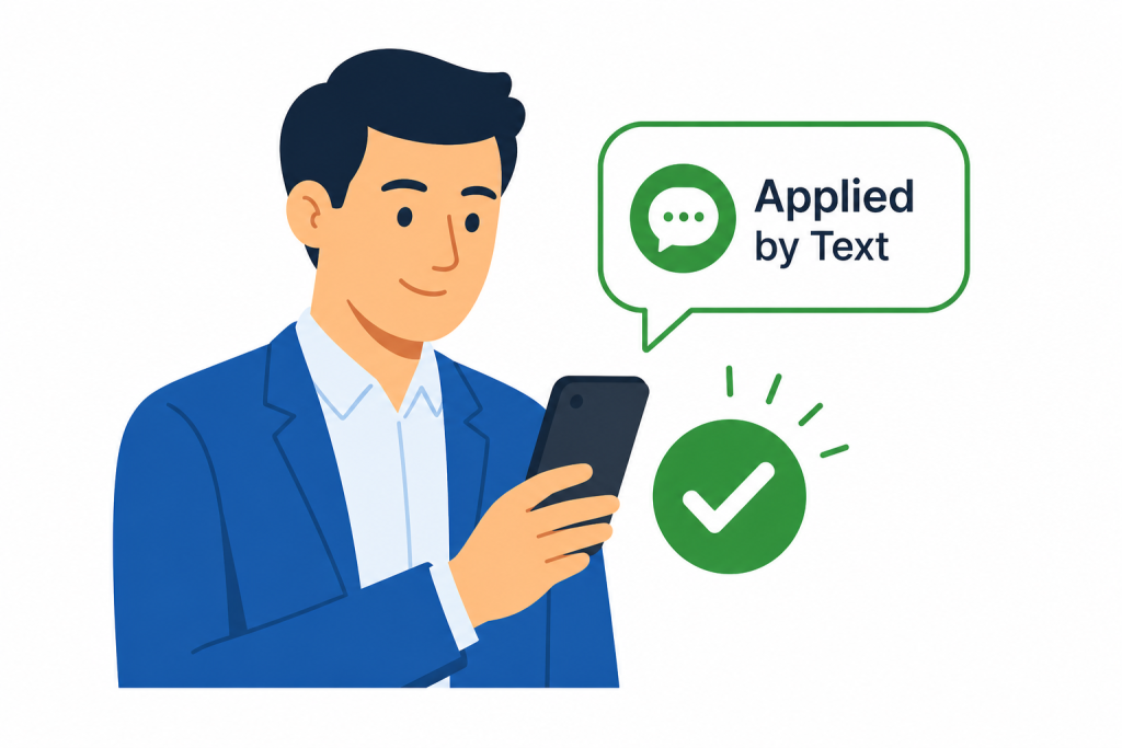 Candidate applying by text using GoHire text recruiting software on mobile phone