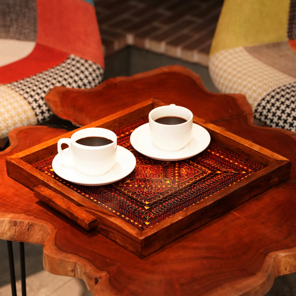 buy online best tea serving wooden trays in pakistan