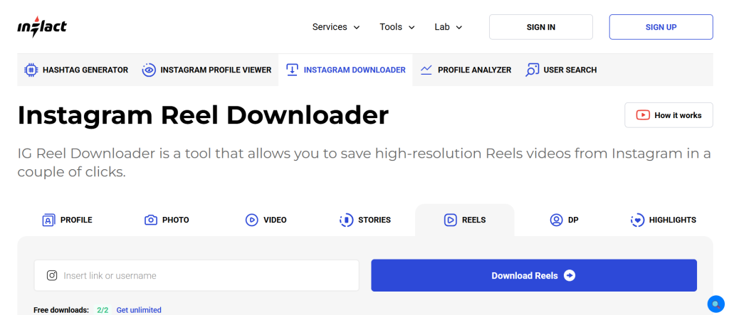 Inflact reels downloader