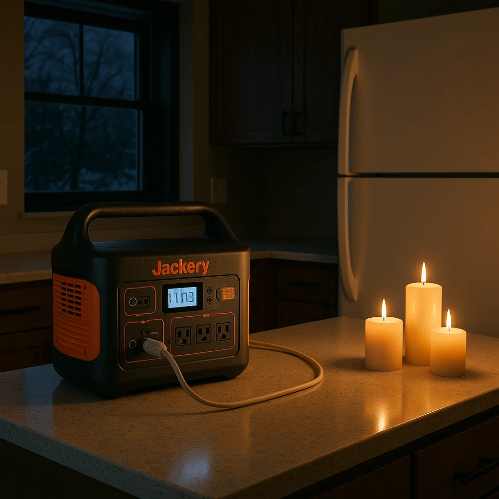 Jackery explorer 1000 V2 solar generator being used for home power backup during the Outdoor Tech Lab review