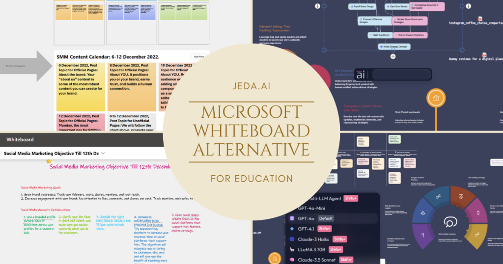 Alternative to Microsoft Whiteboard for Education; comparison of basic ink vs AI diagrams.