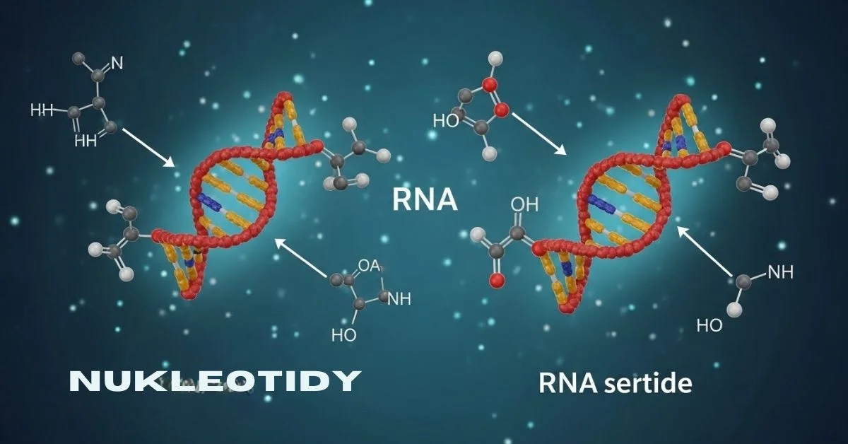 Molecular diagram showing how Nukleotidy connect to form DNA strands inside a human cell