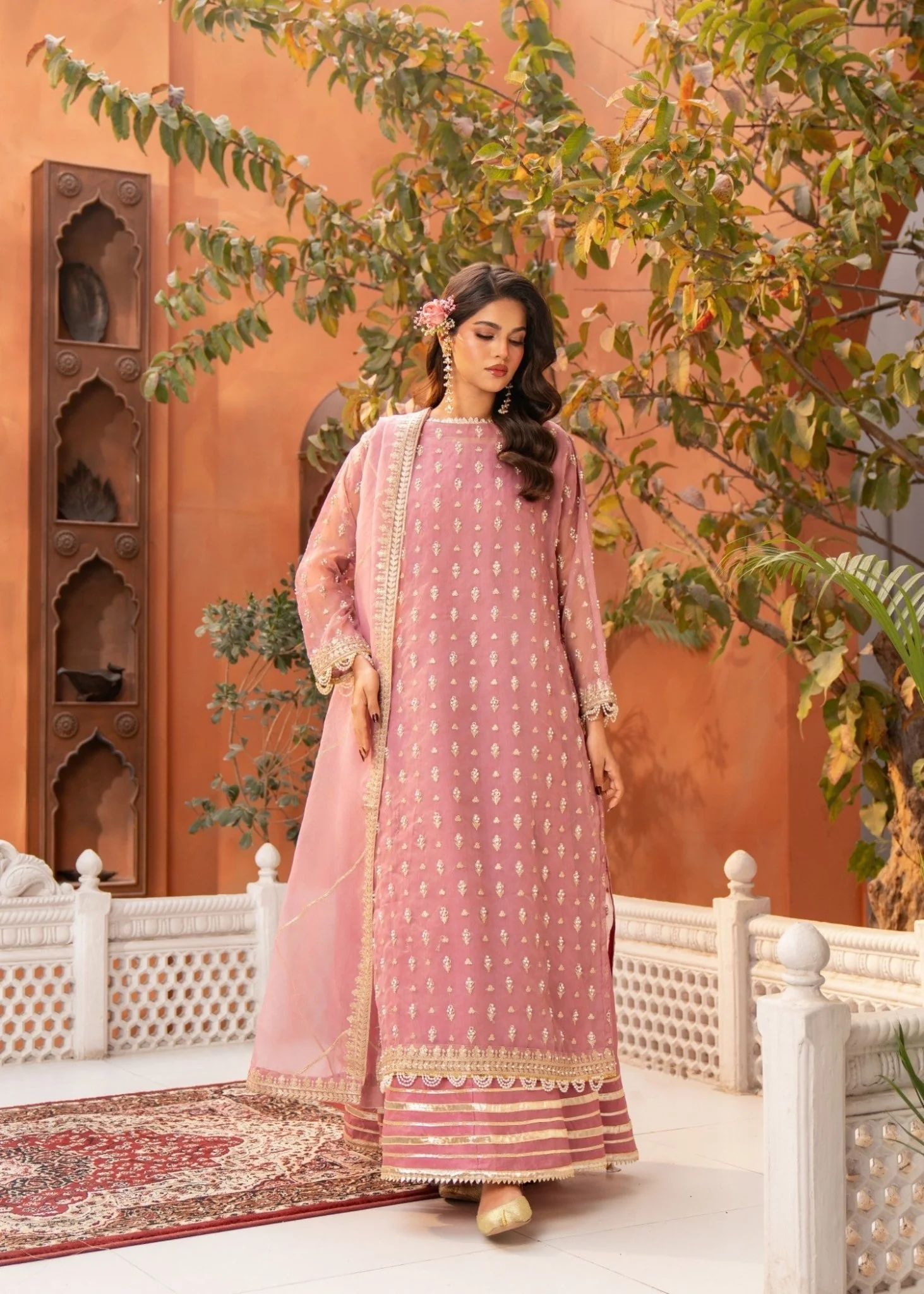 pink sharara set
